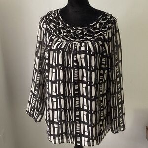 Coldwater Creek Black and White Geometric Blouse